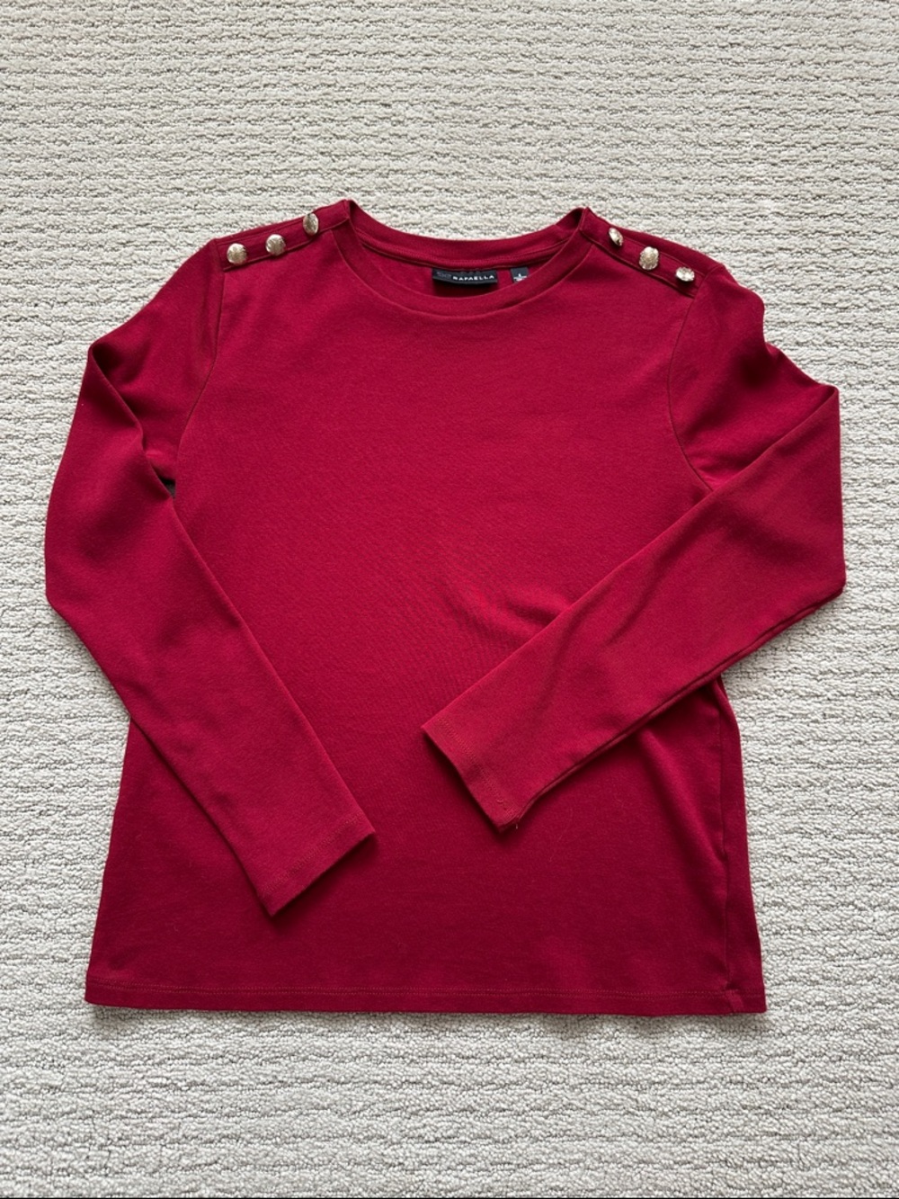 Rafaella Deep Red Crewneck Top